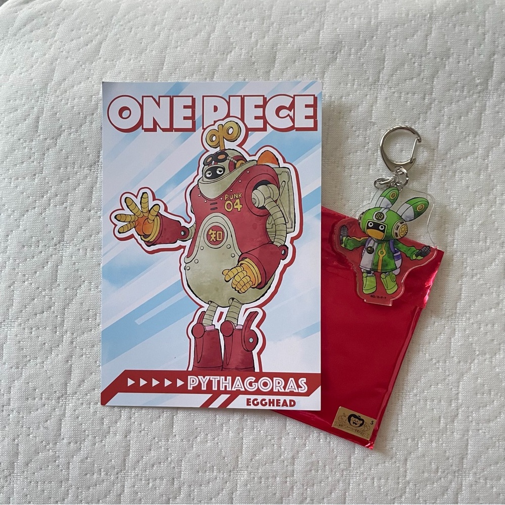 ONE PIECE Pythagoras Egghead Postcard with Edison Acrylic Keychain